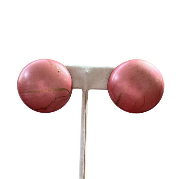 Vintage Pink Swirl Statement Earrings - Picture 1 of 6